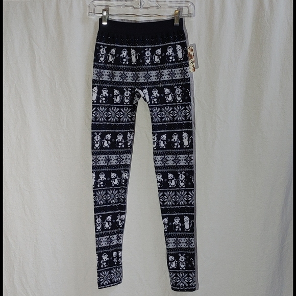 Pink Rose Penguin Fleece Leggings - Picture 1 of 10